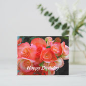 ハッピーバースデー赤ベゴニア ポストカード (スタンド正面)