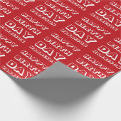 ハッピーバースデー赤白名前をカスタムするモダンおもしろい ラッピングペーパー (角)