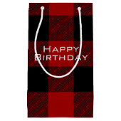 ハッピーバースデー赤黒バッファローのプレイド スモールペーパーバッグ (正面)