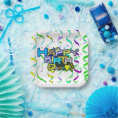 ハッピーバースデー赤(紙吹雪) ペーパープレート (パーティー)