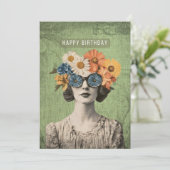 ハッピーバースデー超常花の女性 カード (スタンド正面)