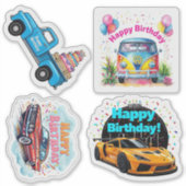 ハッピーバースデー車両ステッカー、子供の誕生日 シール (正面)