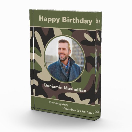 ハッピーバースデー軍隊カモフラージュカスタム フォトブロック (右)