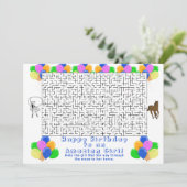 ハッピーバースデー迷路女性のカーボーイとホースホワイト 招待状 (スタンド正面)