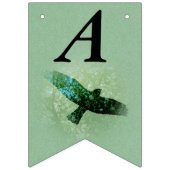 ハッピーバースデー透明飛んでいる黒クロウグリーン バンティングフラッグ (第2の旗)