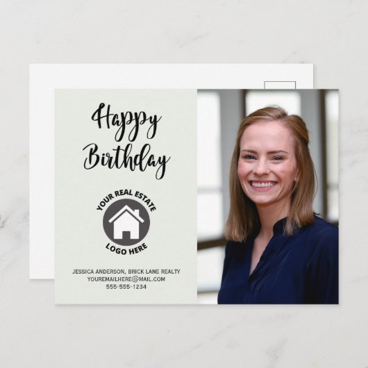 ハッピーバースデー連絡先情報写真不動産 ポストカード (正面/裏面)