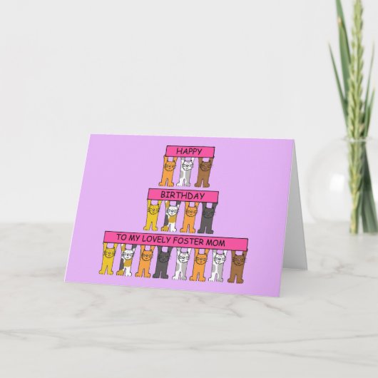 ハッピーバースデー里親の漫画猫 カード (正面)