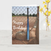 ハッピーバースデー野球こうもりグリーティングカード カード (黄色い花)