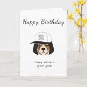 ハッピーバースデー野球犬遊白の試合 カード (黄色い花)