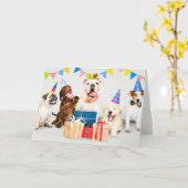 ハッピーバースデー野生パーティー動物 カード (黄色い花)