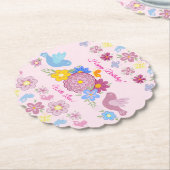 ハッピーバースデー野花ガーデン鳥柄 ペーパーコースター (アングル)