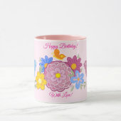 ハッピーバースデー野花ガーデン鳥柄 マグカップ (中央)