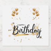 ハッピーバースデー金ゴールドきらめくワインラベル スパークリングワインラベル (シングルラベル)