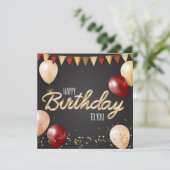 ハッピーバースデー金ゴールドとレッドカード 招待状 (スタンド正面)