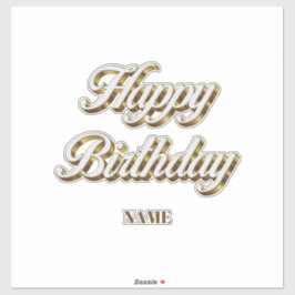 ハッピーバースデー金ゴールドエレガントタイポグラフィ抱き枕 シール