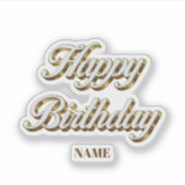 ハッピーバースデー金ゴールドエレガントタイポグラフィ抱き枕 シール (正面)