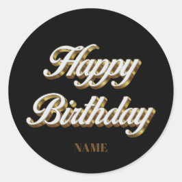 ハッピーバースデー金ゴールドエレガントタイポグラフィ抱き枕 ラウンドシール
