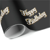 ハッピーバースデー金ゴールドエレガントタイポグラフィ抱き枕 ラッピングペーパー (ロールコーナー)