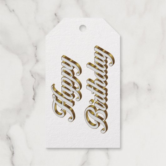 ハッピーバースデー金ゴールドエレガントタイポグラフィ ギフトタグ (裏面)