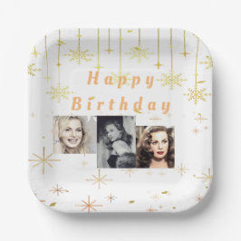ハッピーバースデー金ゴールドグリッター全年 ペーパープレート