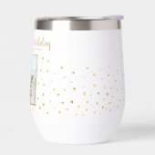 ハッピーバースデー金ゴールドグリッター写真任意の年カスタム間 (左面)