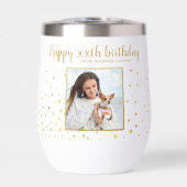 ハッピーバースデー金ゴールドグリッター写真任意の年カスタム間 (正面)