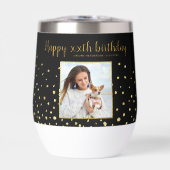 ハッピーバースデー金ゴールドグリッター写真任意の年カスタム間 (正面)