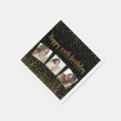 ハッピーバースデー金ゴールドグリッター写真任意の年カスタム間 スタンダードカクテルナプキン (角)