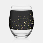 ハッピーバースデー金ゴールドグリッター写真任意の年カスタム間 ステムなしワイングラス (裏面)