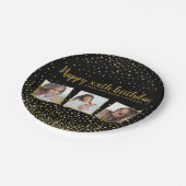 ハッピーバースデー金ゴールドグリッター写真任意の年カスタム間 ペーパープレート (アングル)