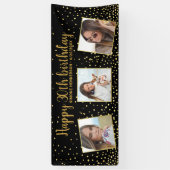 ハッピーバースデー金ゴールドグリッター写真任意の年カスタム間 横断幕 (縦)