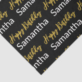 ハッピーバースデー金ゴールドスクリプトの白黒の名前 薄葉紙 (詳細)