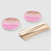 ハッピーバースデー金ゴールドピンクグリッターレトロスクリプト ハンドファン