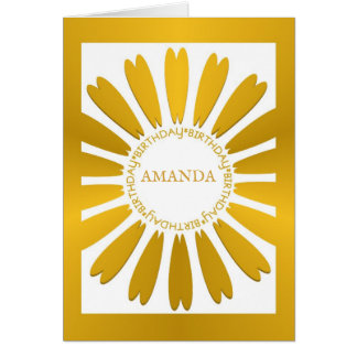 ハッピーバースデー金ゴールドフラワーデザイン