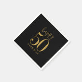 ハッピーバースデー金ゴールドブラックカスタムの年齢名 スタンダードカクテルナプキン (角)
