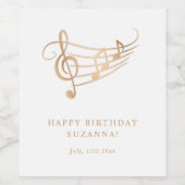 ハッピーバースデー金ゴールドミュージックノートエレガント ワインラベル (シングルラベル)