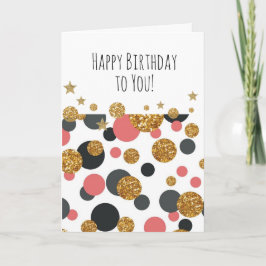 ハッピーバースデー金ゴールド水玉模様 カード