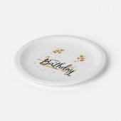 ハッピーバースデー金ゴールド紙プレート ペーパープレート (アングル)