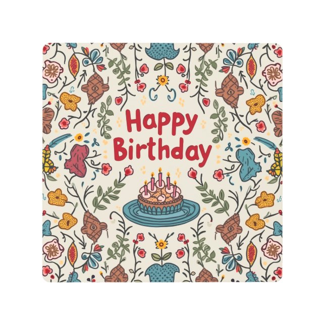 ハッピーバースデー金属芸術 メタルプリント (正面)