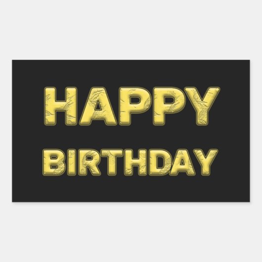 ハッピーバースデー金文字で! 長方形シール (正面)