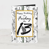 ハッピーバースデー金曜第13期黒猫の花 カード (正面)