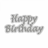 ハッピーバースデー銀バルーンスタイル文字 モダン シール (正面)