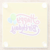 ハッピーバースデー陽気モダン黄 ガラスコースター (裏面)