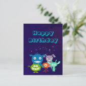 ハッピーバースデー集団かわいい生き物 ポストカード (スタンド正面)