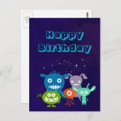 ハッピーバースデー集団かわいい生き物 ポストカード (正面/裏面)