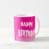 ハッピーバースデー雲のピンクのコーヒーマグ コーヒーマグカップ (正面右)