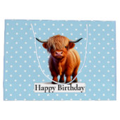 ハッピーバースデー青色長毛牛 ラージペーパーバッグ (裏面)