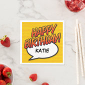 ハッピーバースデー音声バブルおもしろいレトロ漫画帳 スタンダードカクテルナプキン (インサイチュ)