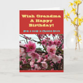 ハッピーバースデー願いの祖母! 歌シートを使って カード (黄色い花)