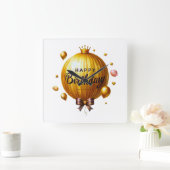 ハッピーバースデー願 スクエア壁時計 (ホーム)